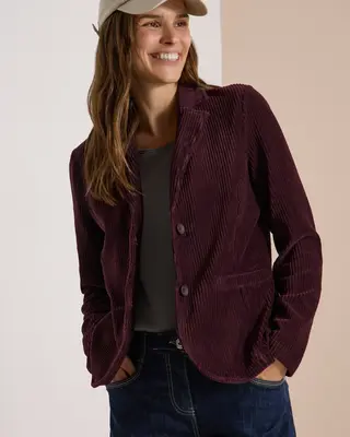 Cecil Jersey Cord-Blazer - Berry Red