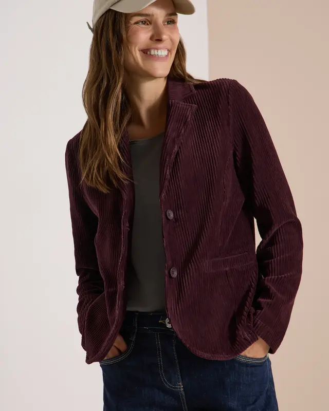 Cecil Effen Jersey Cord Blazer - Berry Red