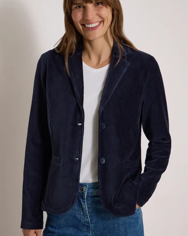 Cecil Effen Jersey Cord Blazer - Urban Dark Blue