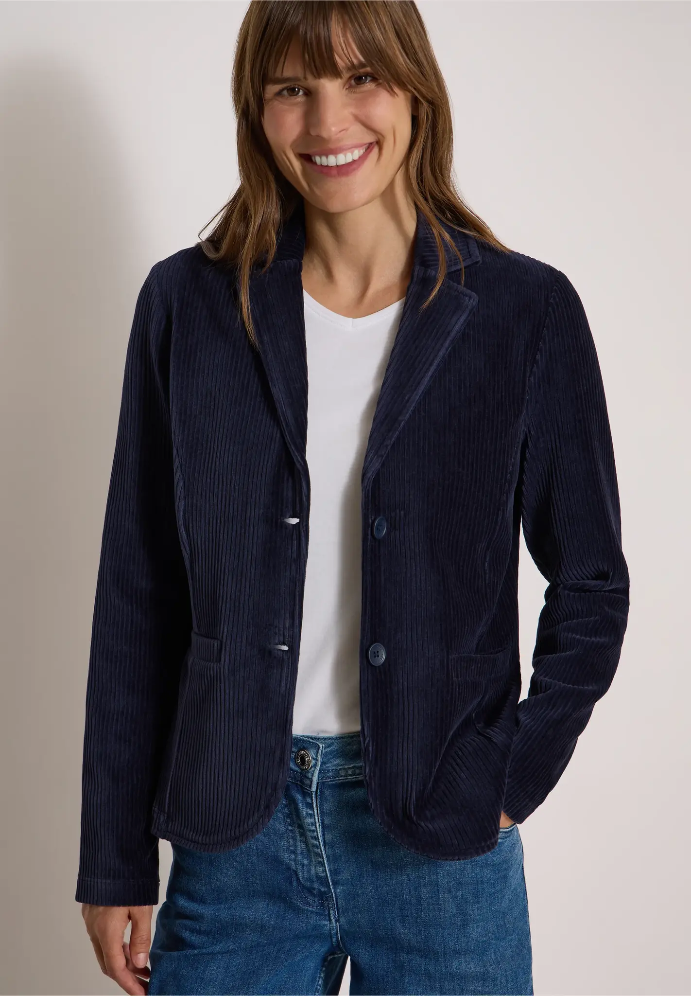 Cecil Effen Jersey Cord Blazer - Urban Dark Blue