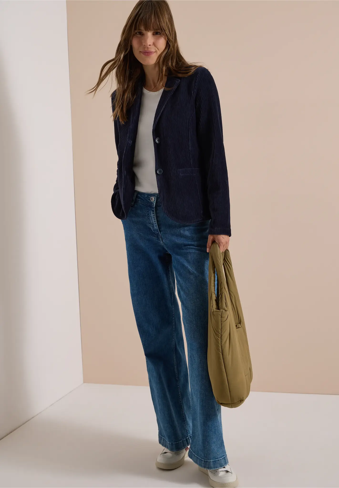 Cecil Effen Jersey Cord Blazer - Urban Dark Blue