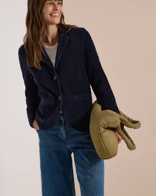 Cecil Effen Jersey Cord Blazer - Urban Dark Blue