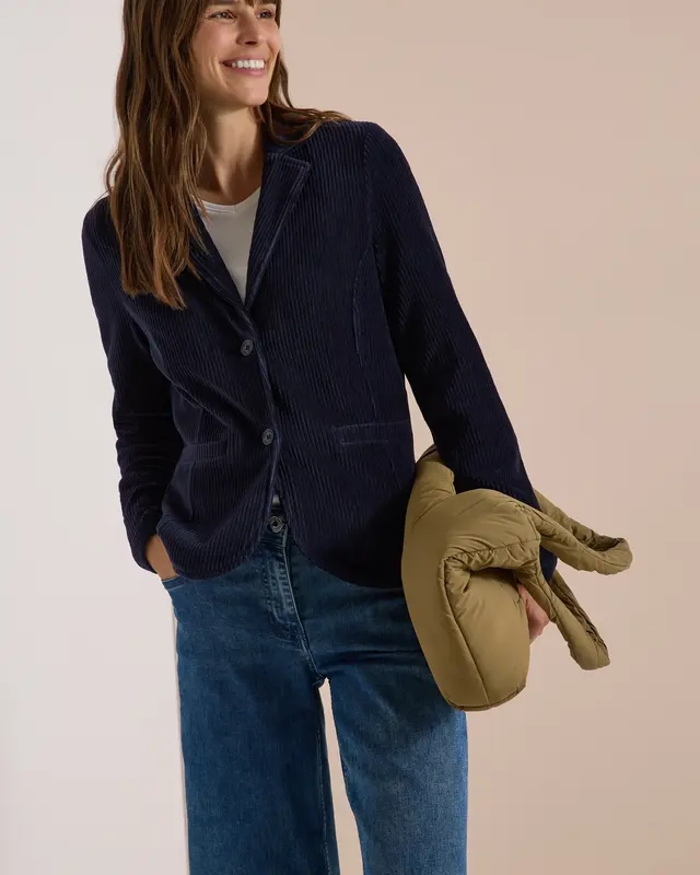Cecil Effen Jersey Cord Blazer - Urban Dark Blue