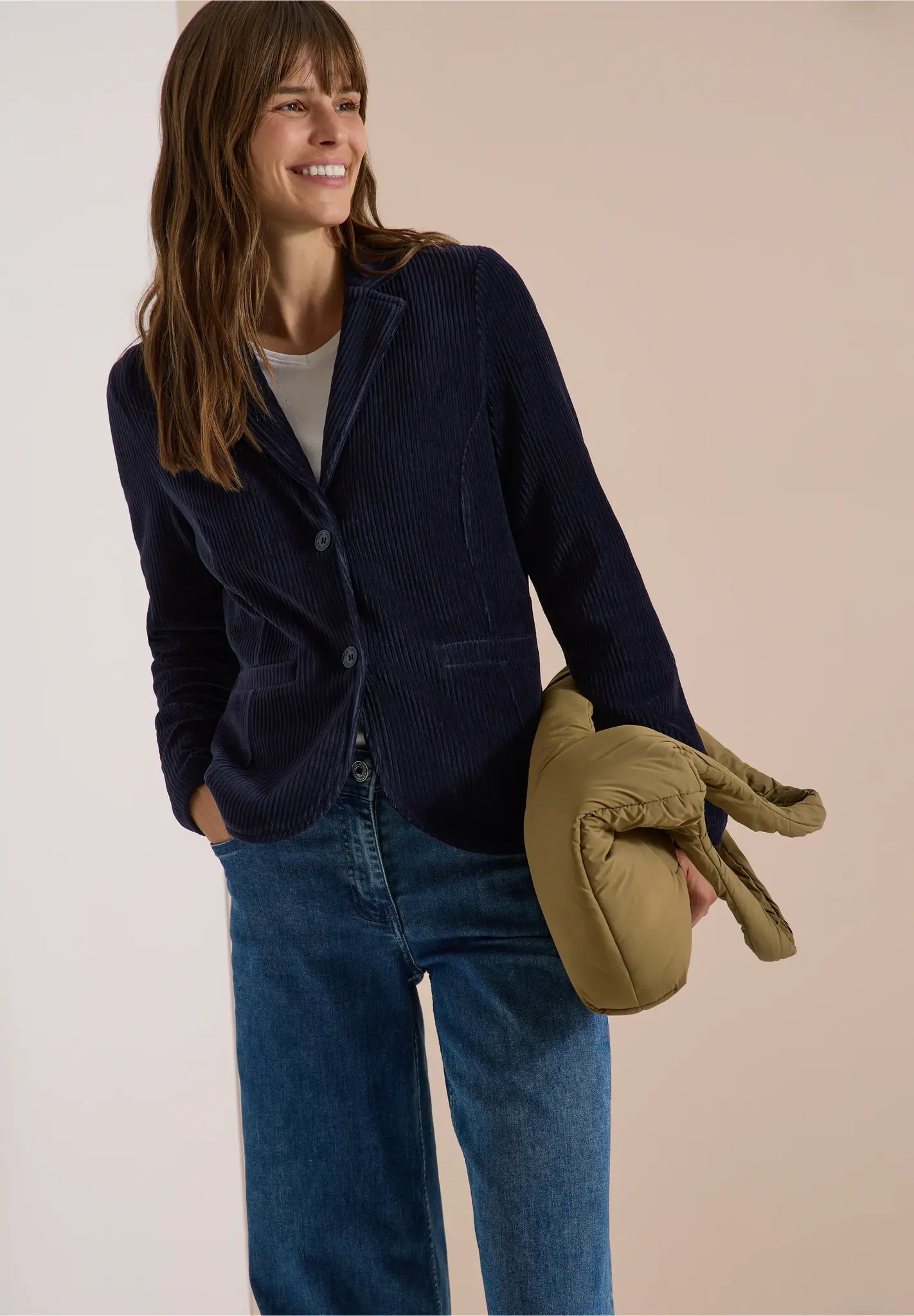 Cecil Jersey Cord Blazer - Urban Dark Blue