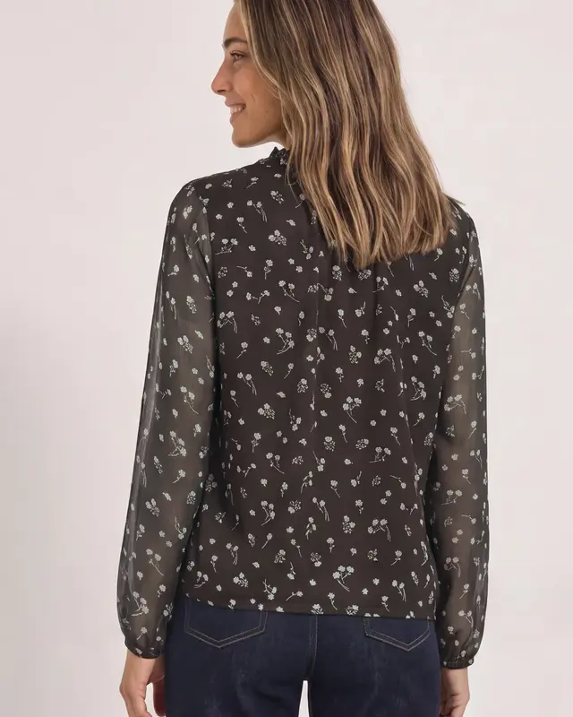 Street One Chiffon Bluse - Black Coffee