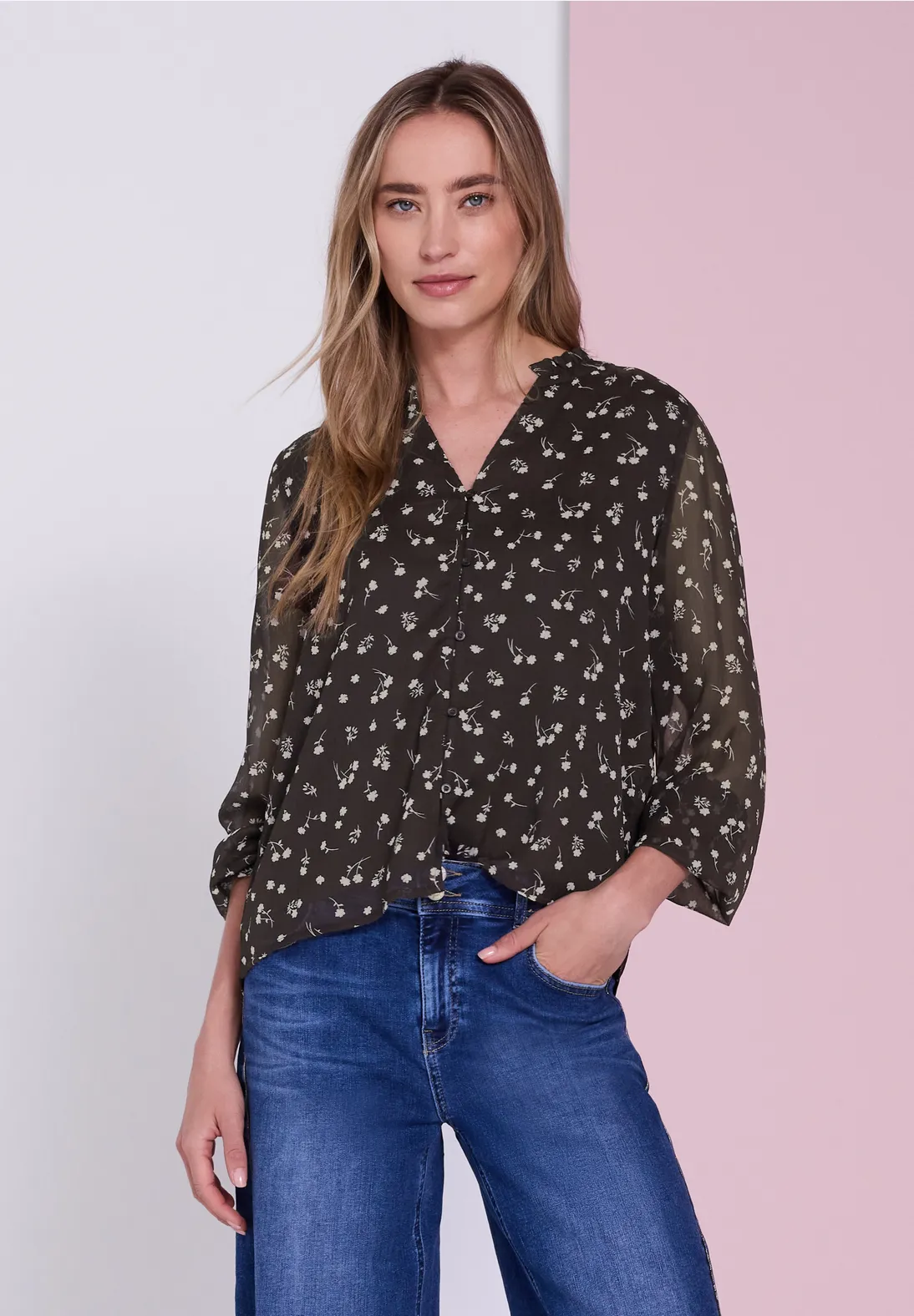Street One Chiffon Blouse - Black Coffee
