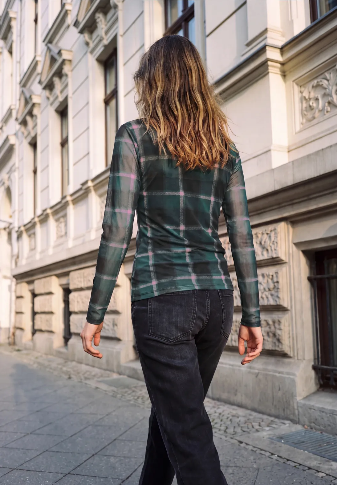 Street One Studio Mesh Shirt with Turtleneck - Pearly Rose