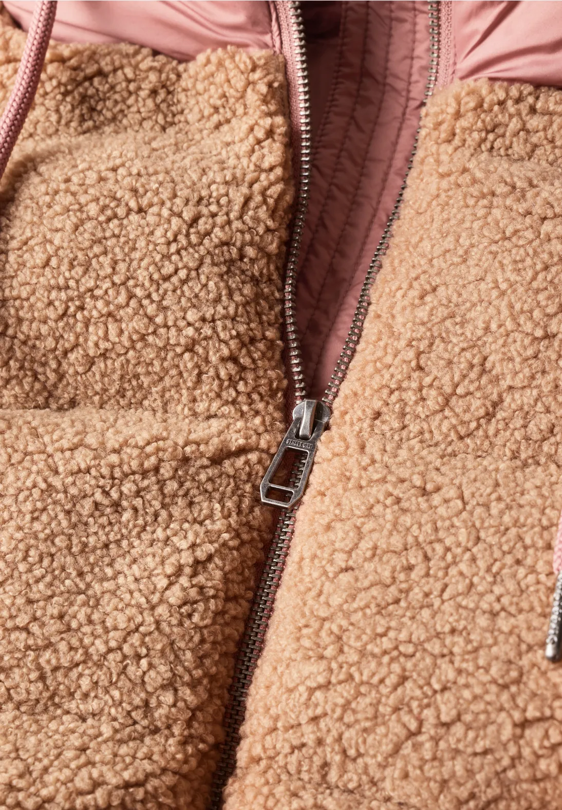 Street One Studio Teddy Jacket with Hood - Honey Brown