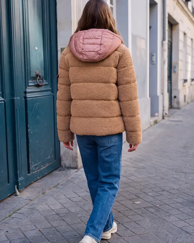 Street One Studio Teddy Jacke mit Kapuze - Honey Brown
