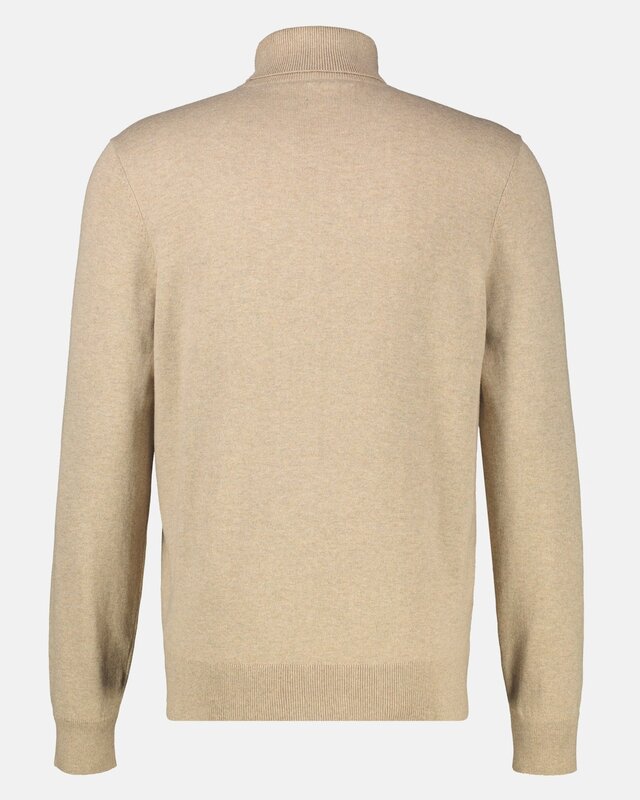 Lerros Turtleneck Jumper, Pure Cotton - Gravel Beige Melange
