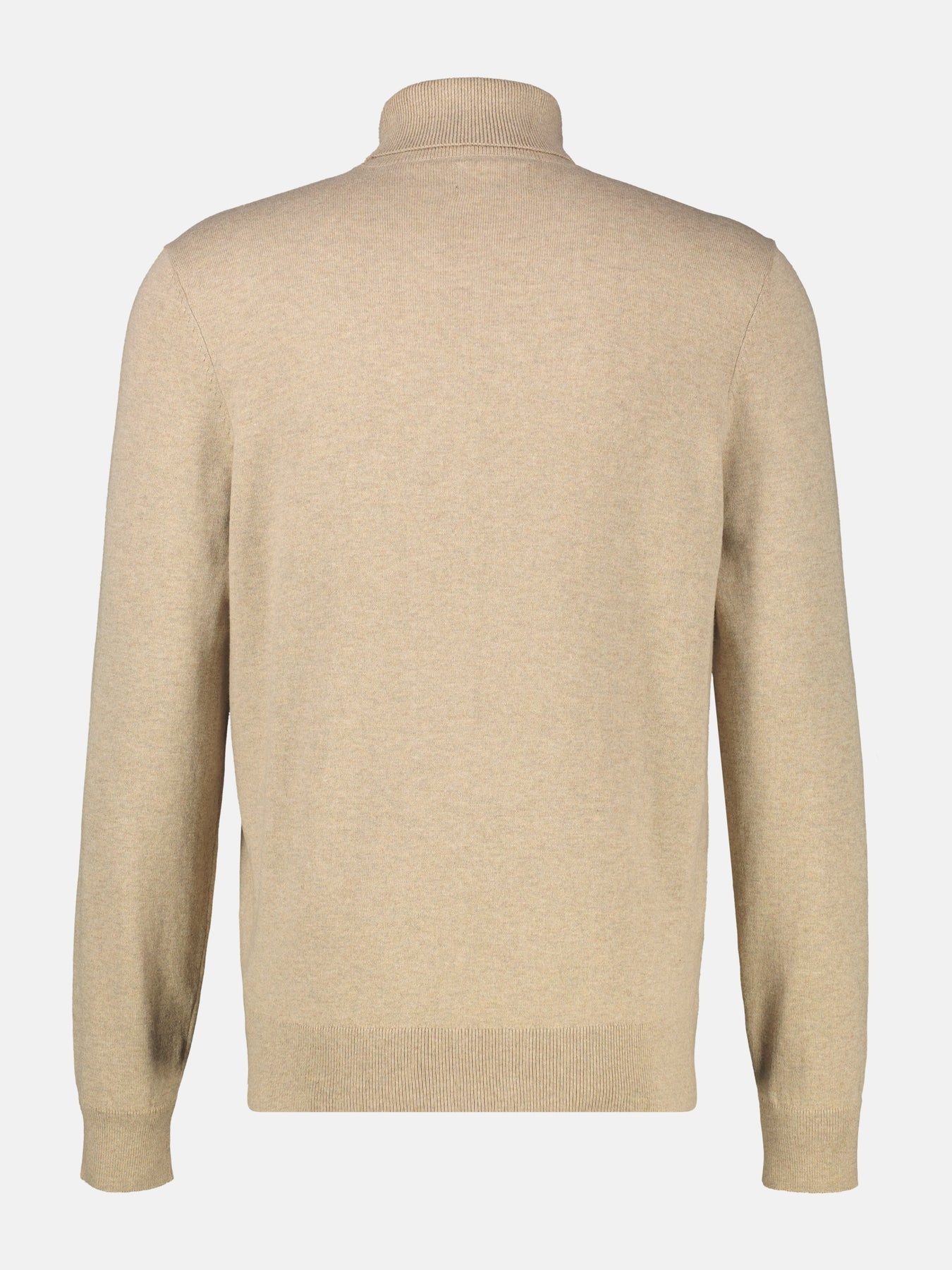 Lerros Rollkragen Pullover, Reiner Baumwolle - Gravel Beige Melange