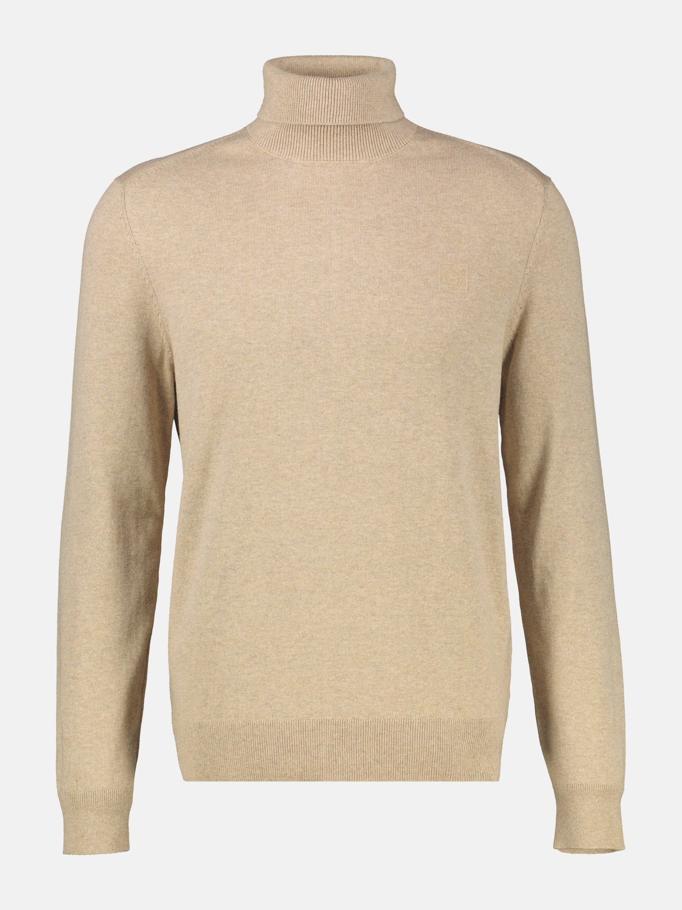 Lerros Turtleneck Jumper, Pure Cotton - Gravel Beige Melange