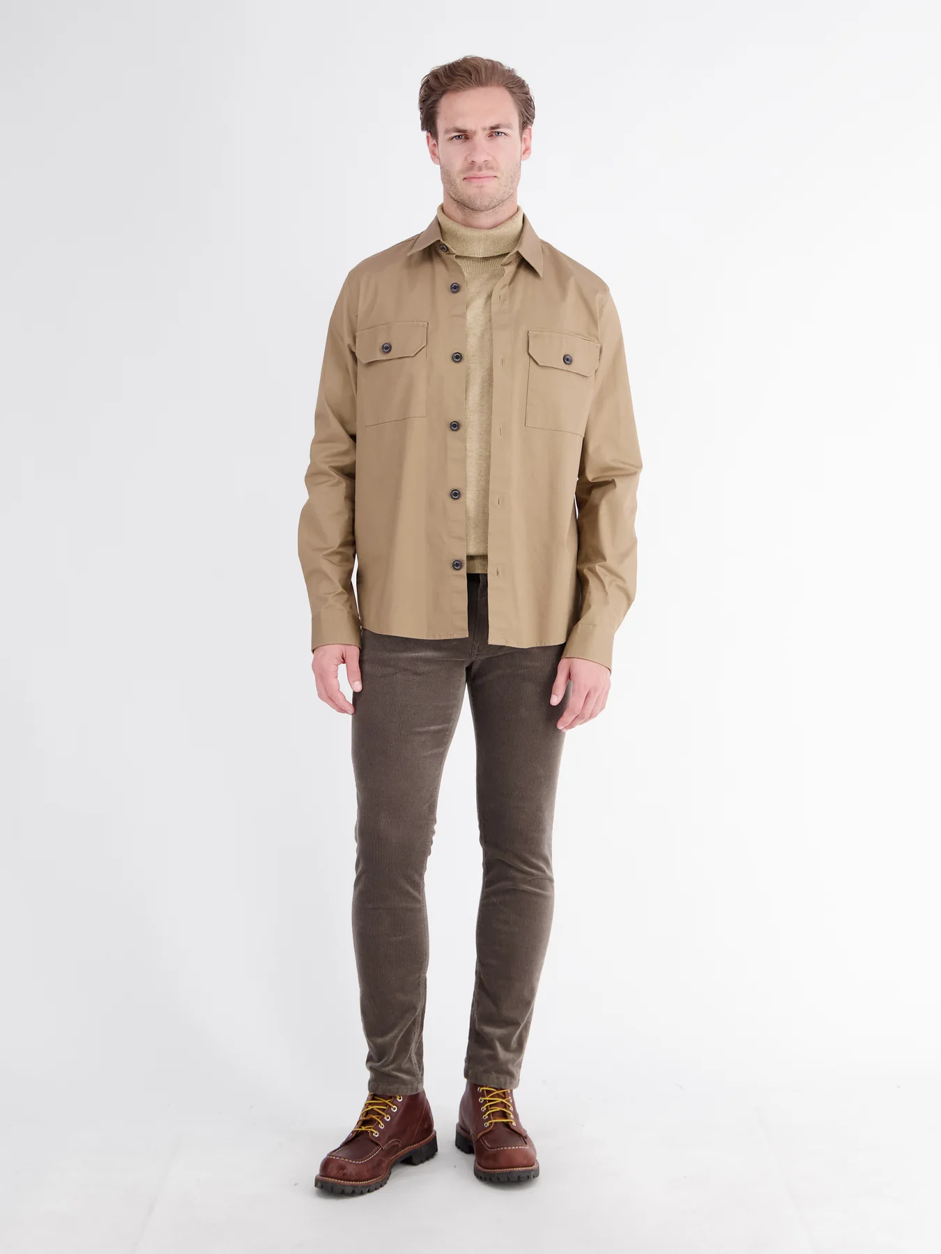 Lerros Turtleneck Jumper, Pure Cotton - Gravel Beige Melange