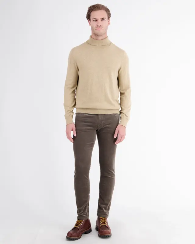 Lerros Rollkragen Pullover, Reiner Baumwolle - Gravel Beige Melange