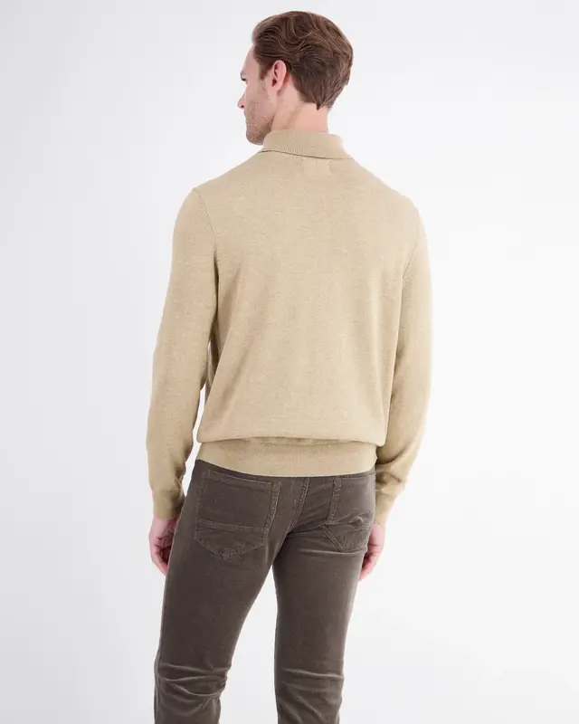 Lerros Turtleneck Jumper, Pure Cotton - Gravel Beige Melange