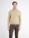 Lerros Turtleneck Jumper, Pure Cotton - Gravel Beige Melange