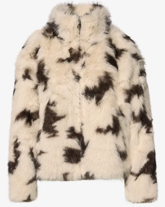 Street One Studio Faux Fur Jacket with Print - Light Sunstone Beige