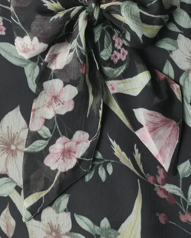 Street One Studio Chiffon Blouse Strikdetail - Inked Grey
