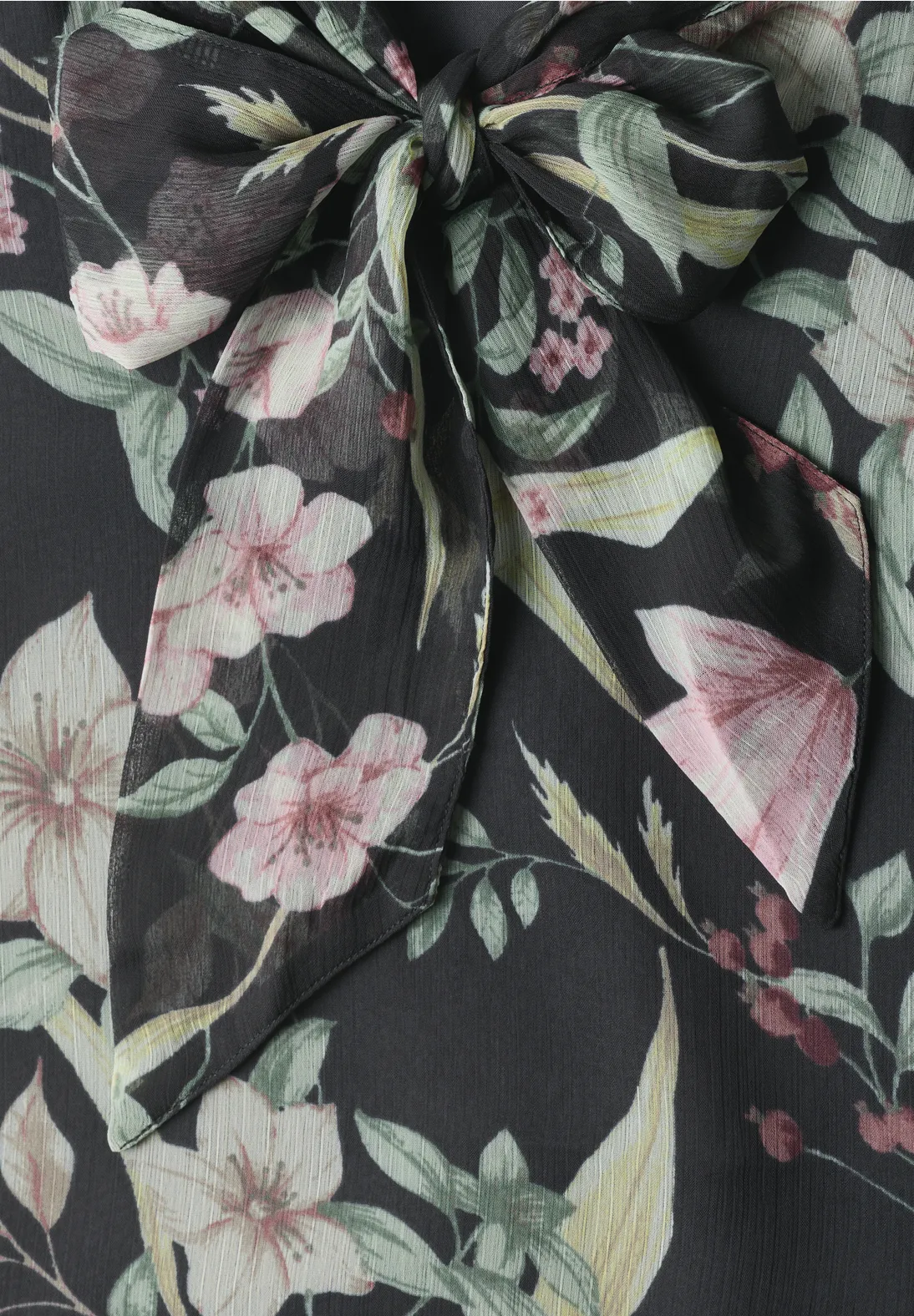 Street One Studio Chiffon Blouse Bow Detail - Inked Grey