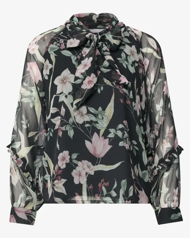 Street One Studio Chiffon Blouse Strikdetail - Inked Grey