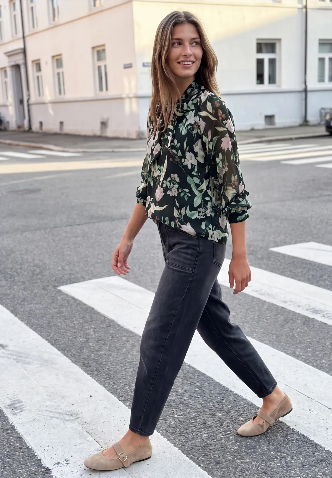 Street One Studio Chiffon Blouse Bow Detail - Inked Grey