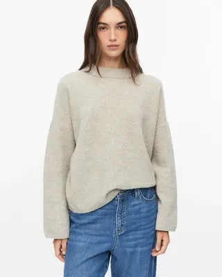 S. Oliver Gebreide Trui met Wol - Beige