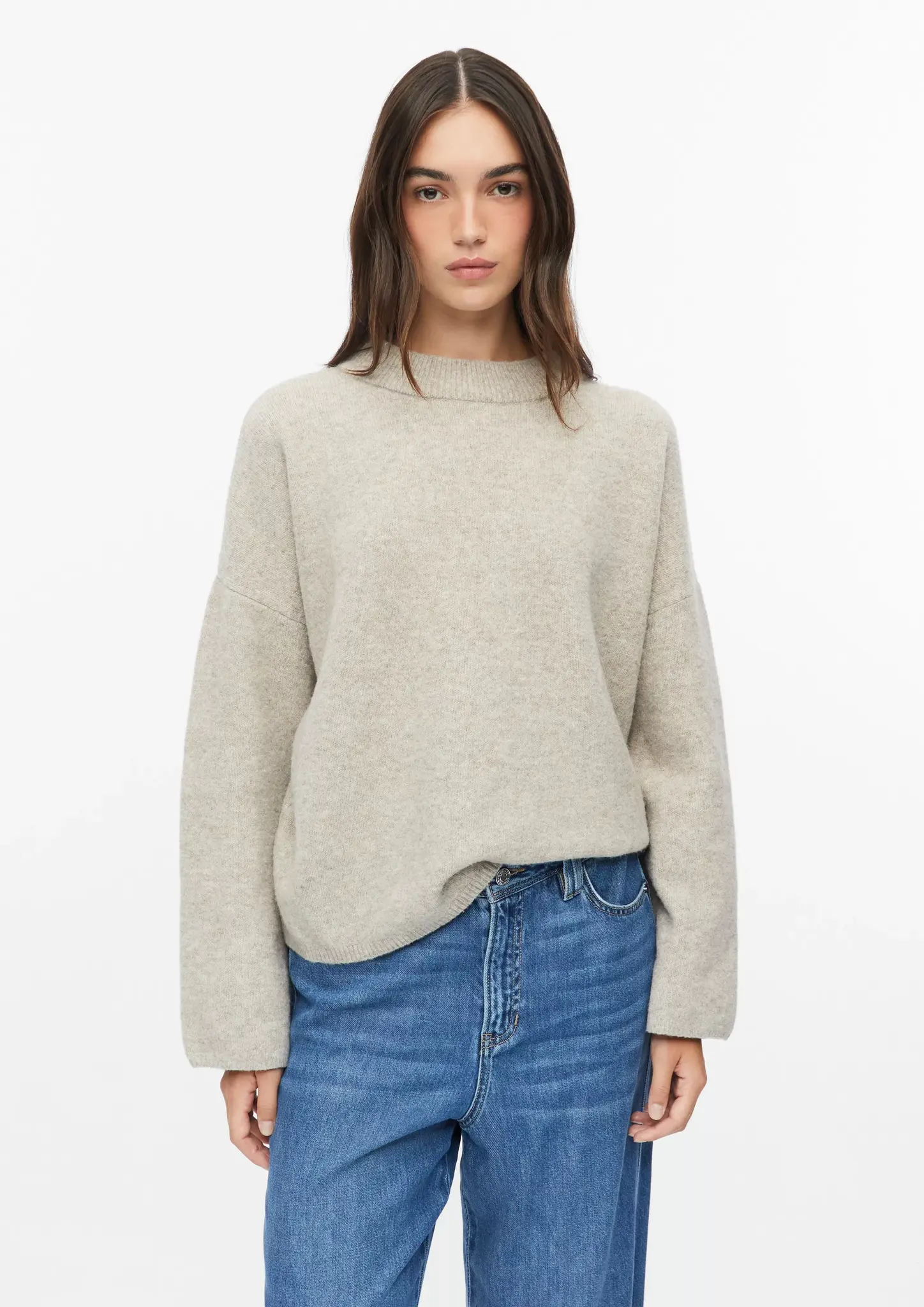 S. Oliver Gebreide Trui met Wol - Beige