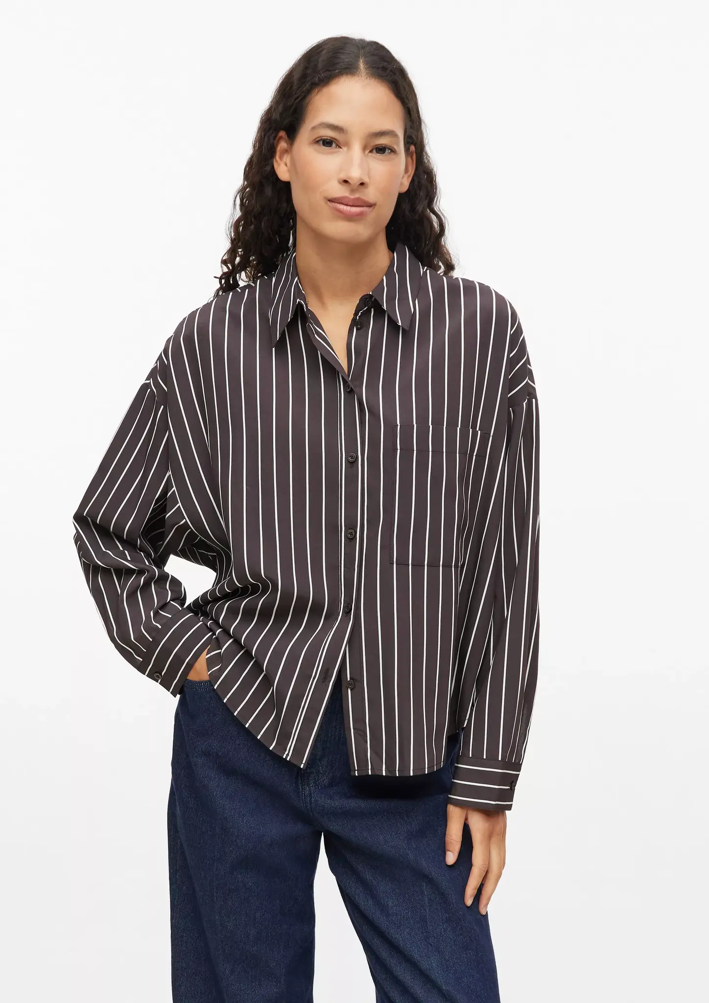 S. Oliver Streep Blouse - Dark Brown