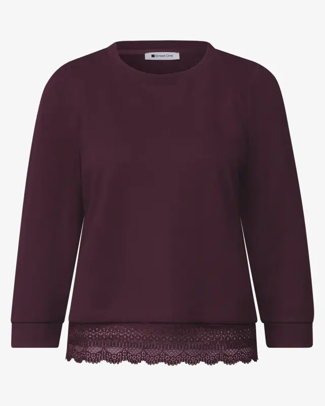 Street One Shirt mit Spitzenbesatz - Rustic Rouge