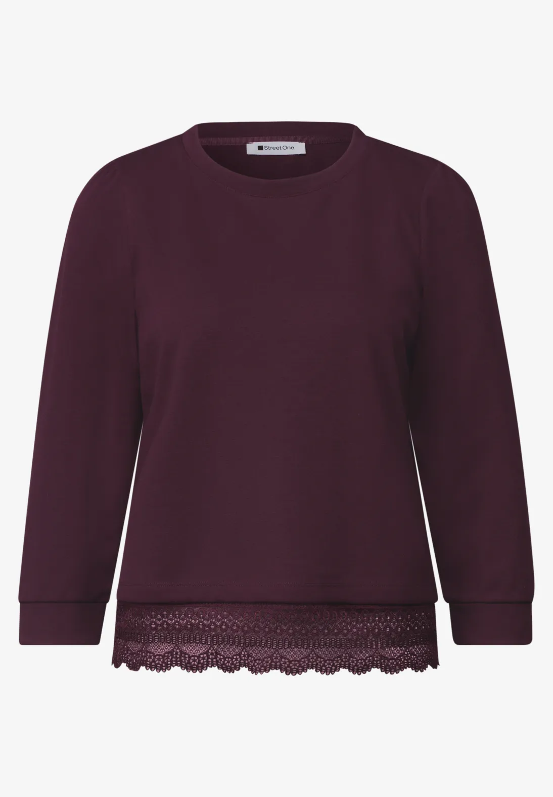 Street One Shirt mit Spitzenbesatz - Rustic Rouge
