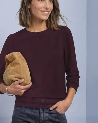 Street One Shirt mit Spitzenbesatz - Rustic Rouge