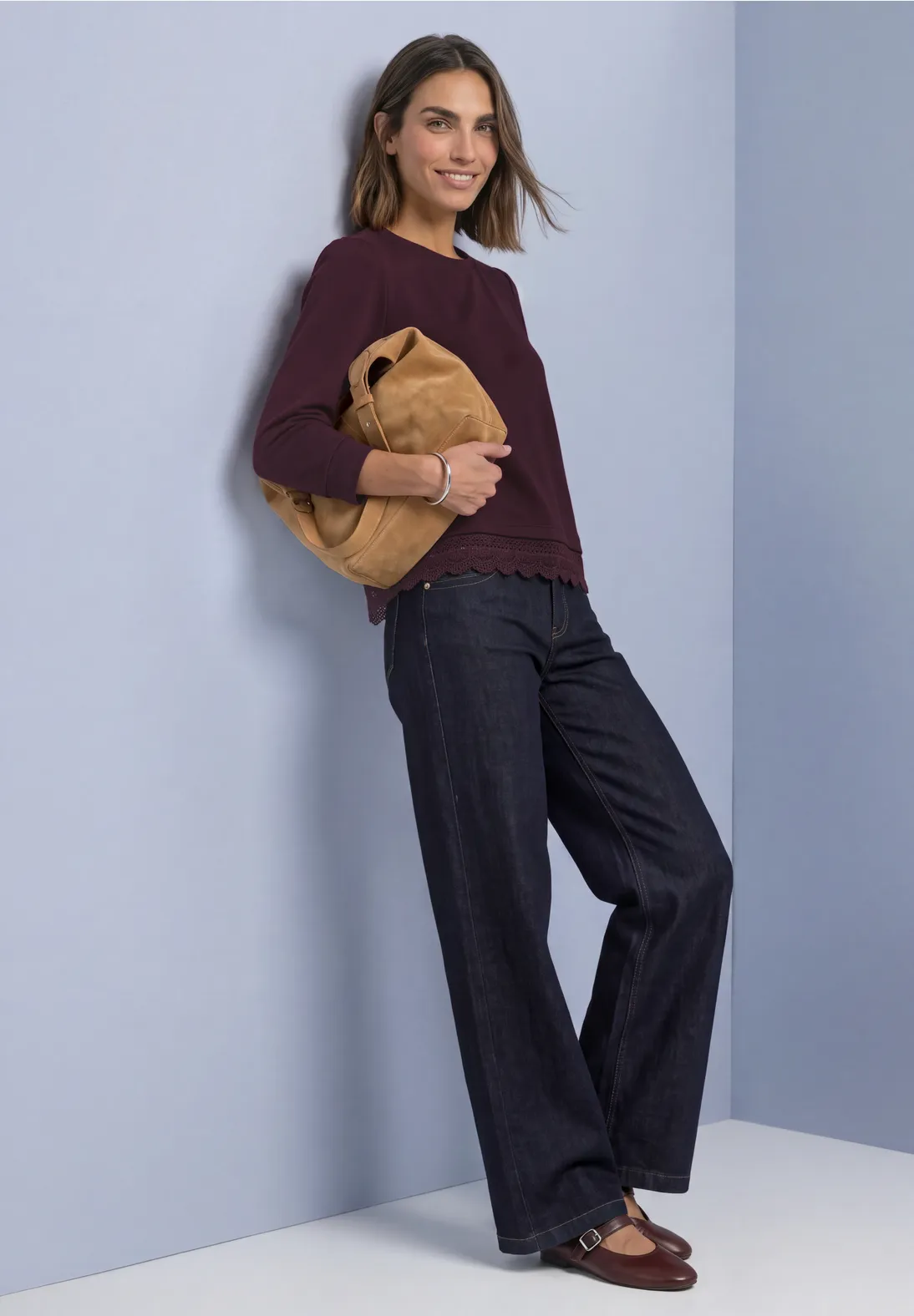 Street One Shirt mit Spitzenbesatz - Rustic Rouge