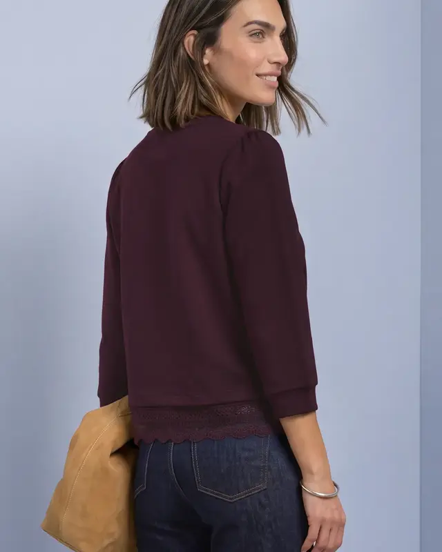 Street One Shirt mit Spitzenbesatz - Rustic Rouge