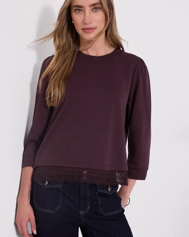 Street One Shirt mit Spitzenbesatz - Rustic Rouge