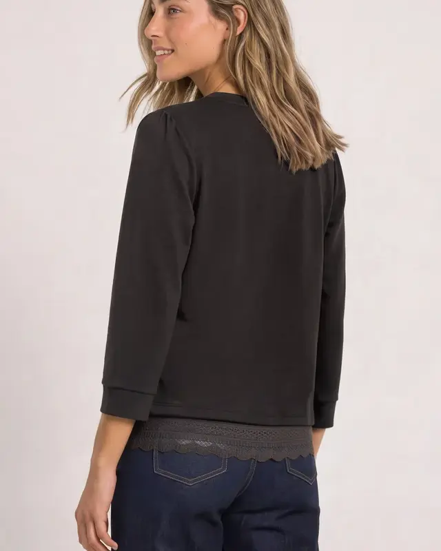 Street One Shirt with Lace Hem - Black Coffee