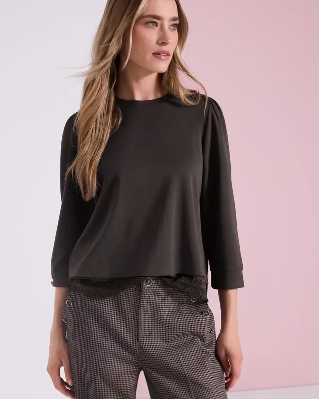 Street One Shirt met Kanten Zoom - Black Coffee