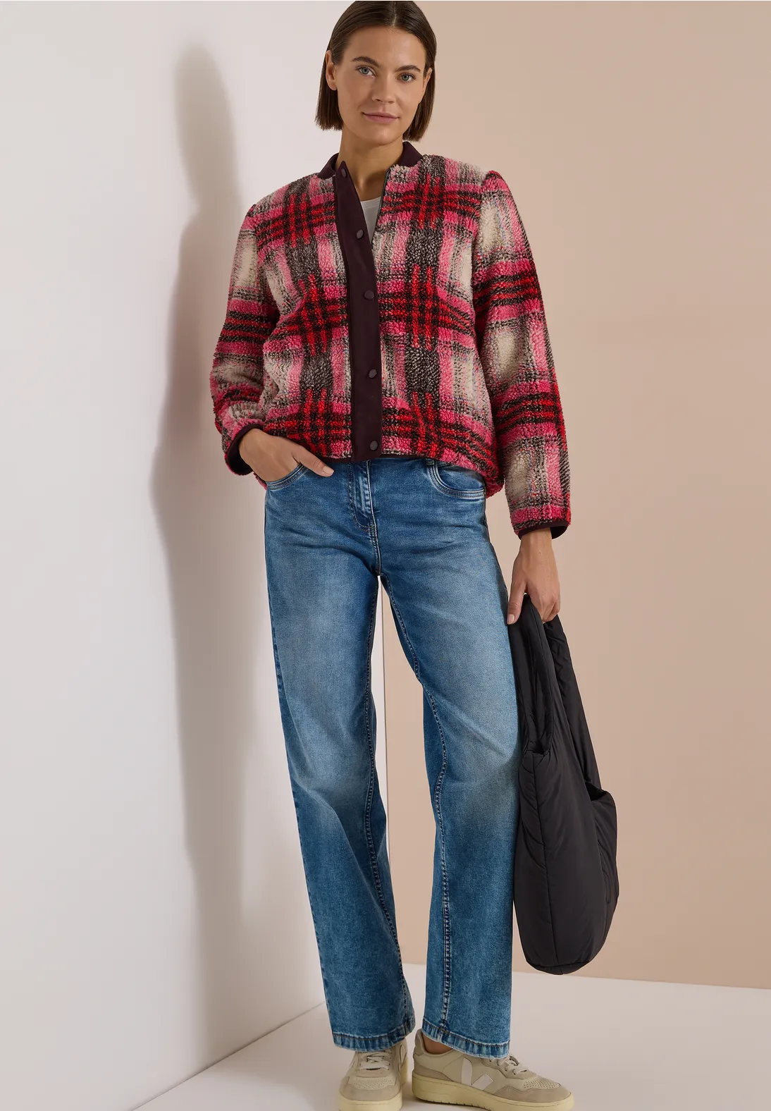 Cecil Teddy Jacket - Berry Red