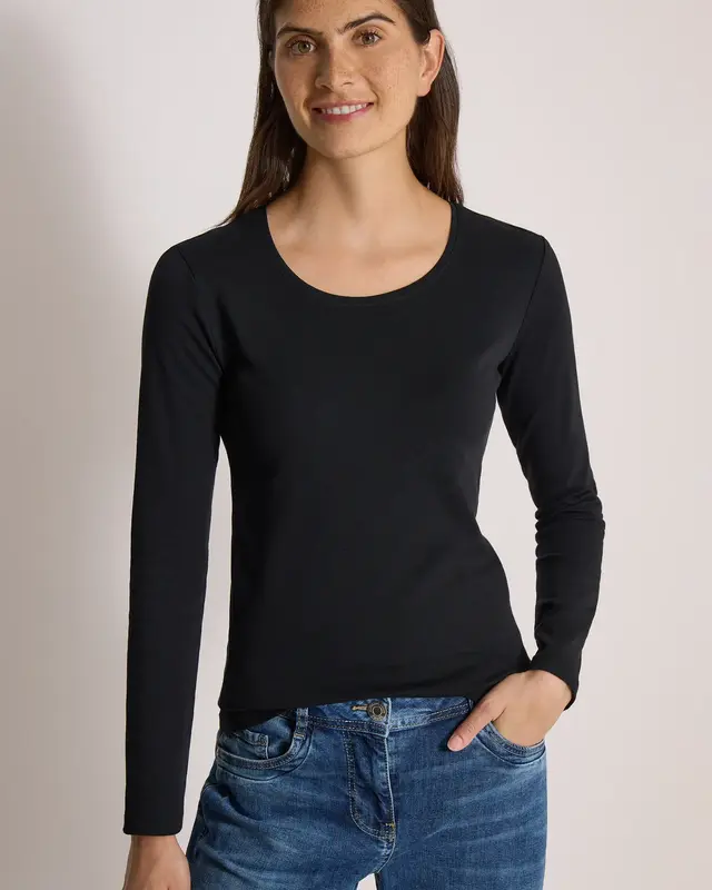 Cecil Basic Shirt Pia - Black