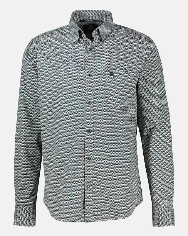 Lerros Overhemd Levendige Print - Gravel Beige