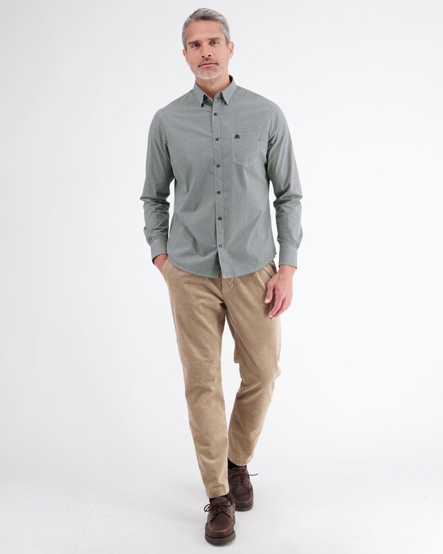 Lerros Overhemd Levendige Print - Gravel Beige