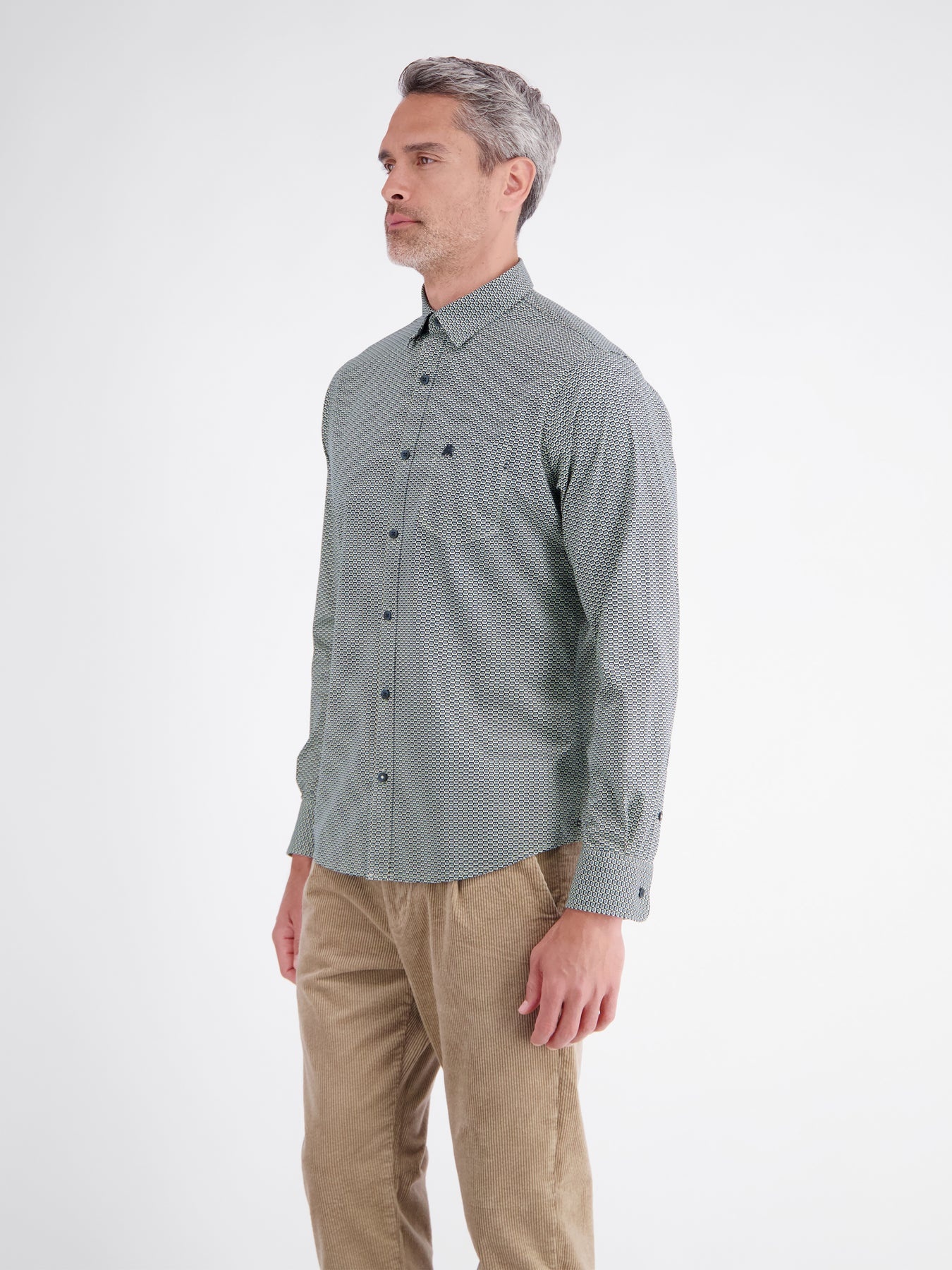 Lerros Overhemd Levendige Print - Gravel Beige