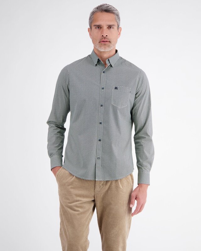 Lerros Overhemd Levendige Print - Gravel Beige