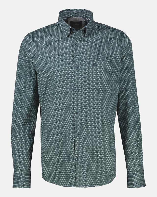 Lerros Overhemd Levendige Print - Basil Green
