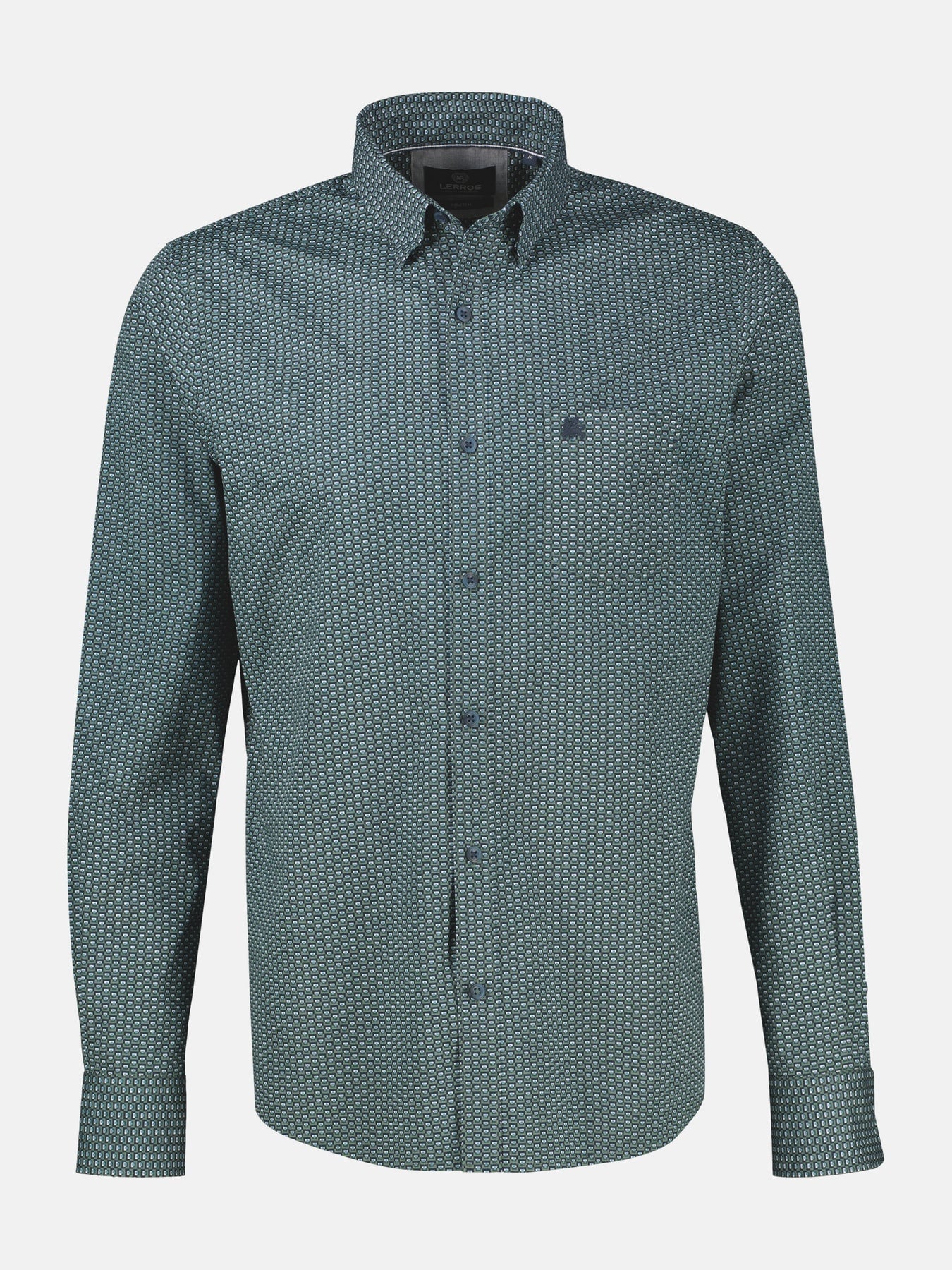 Lerros Overhemd Levendige Print - Basil Green