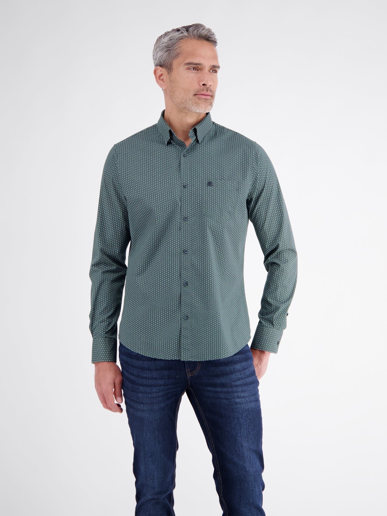 Lerros Hemd mit Print - Basil Green