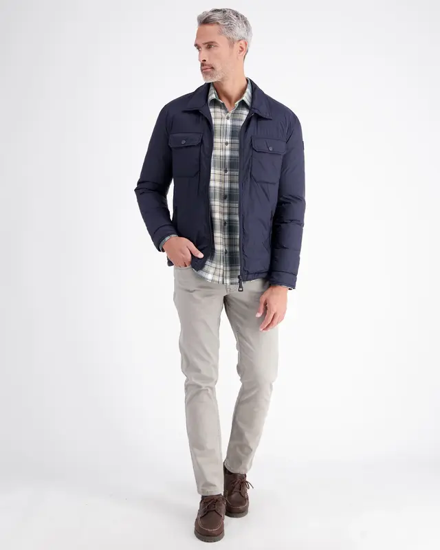 Lerros Checked Shirt with Structure - Cedar Green