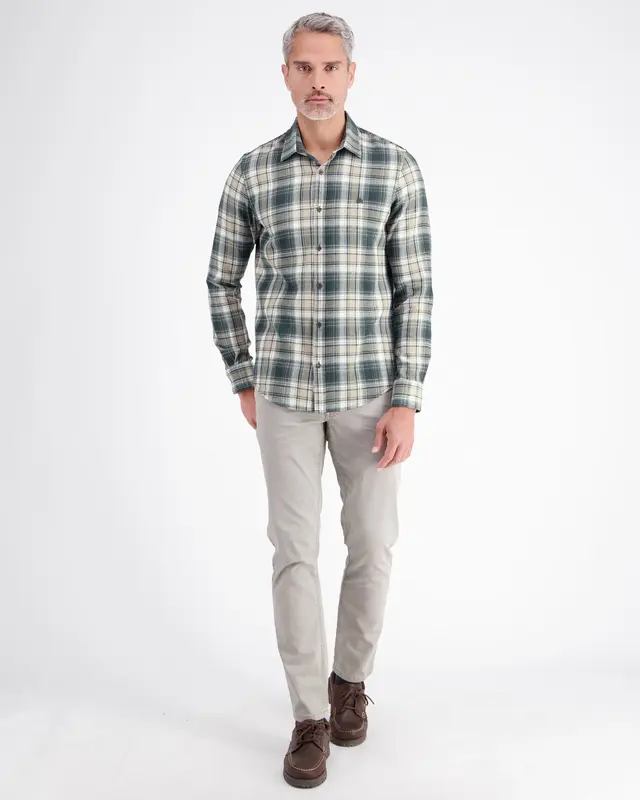 Lerros Checked Shirt with Structure - Cedar Green