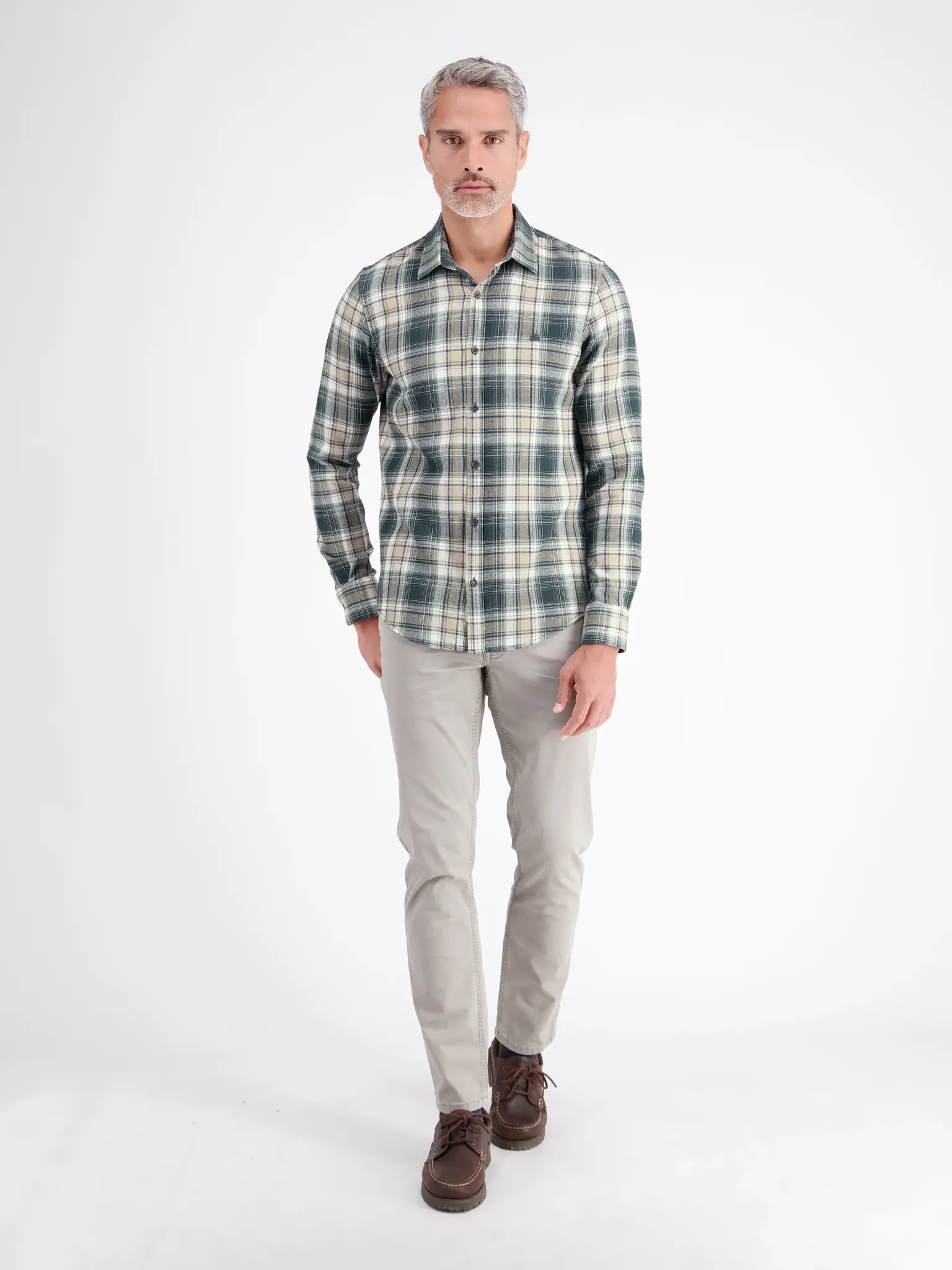 Lerros Ruit Overhemd Wafelstructuur - Cedar Green
