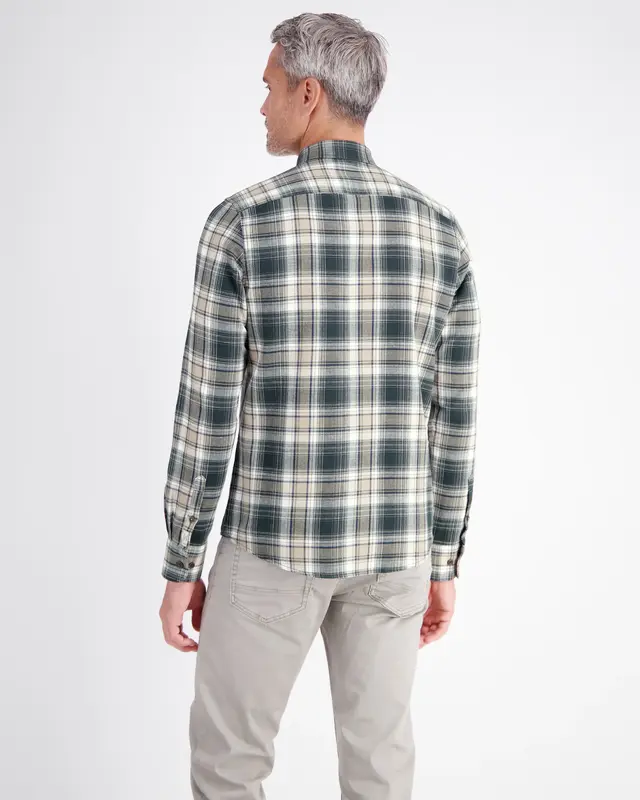 Lerros Checked Shirt with Structure - Cedar Green