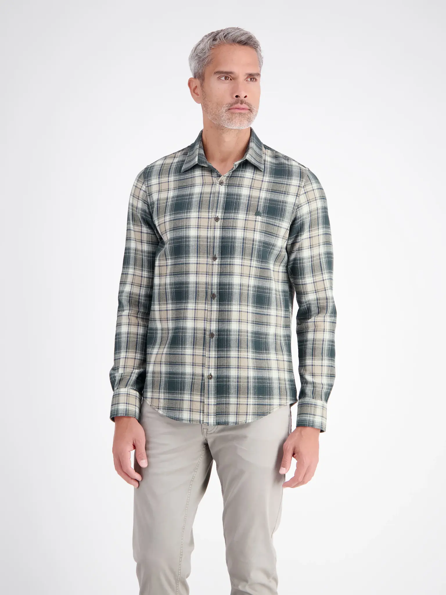 Lerros Ruit Overhemd Wafelstructuur - Cedar Green